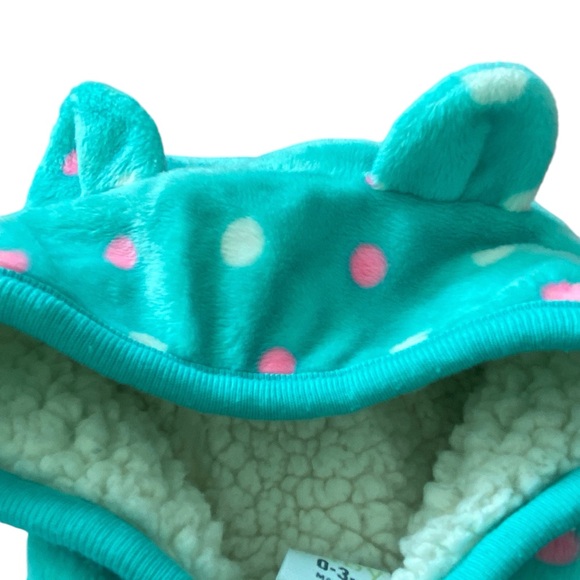 HEALTHTEX BABY Aqua Polka Dot Sherpa Jacket. Size: 0-3 Months - Picture 4 of 5